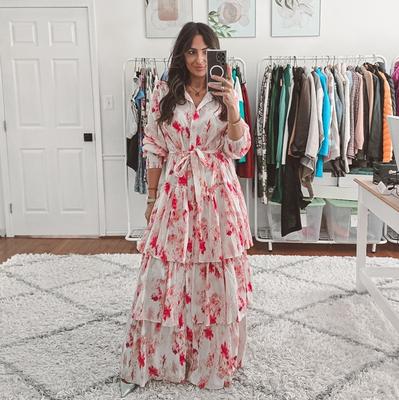 Misa Los Angeles Abigail floral tiered long sleeve maxi dress nwt size S - Picture 7 of 15